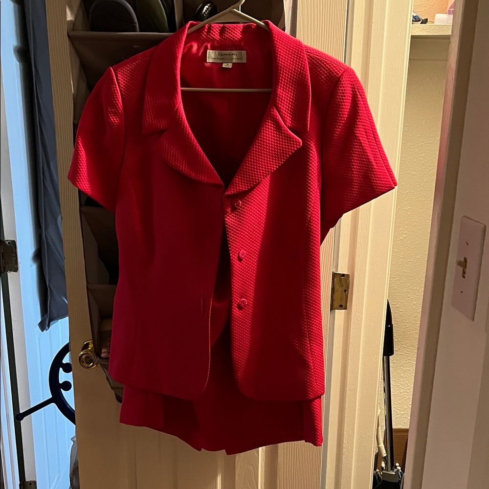 Red Short Sleeve Blazer and matching skirt